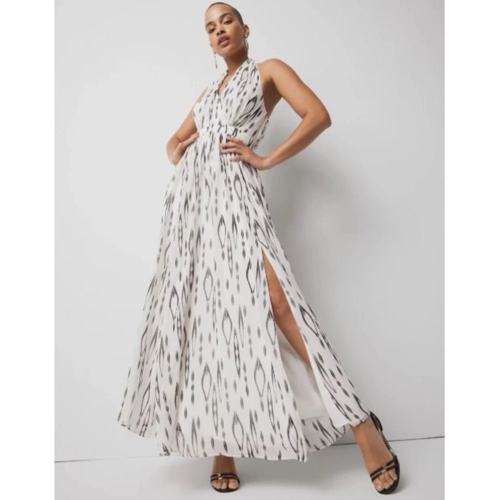 White House Black Market WHBM dress womens 14 zip SL V neck midi 570391422 $180